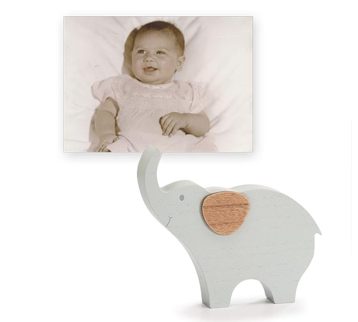 burton + Burton / GRAY WOODEN ELEPHANT PHOTO/NOTE HOLDER