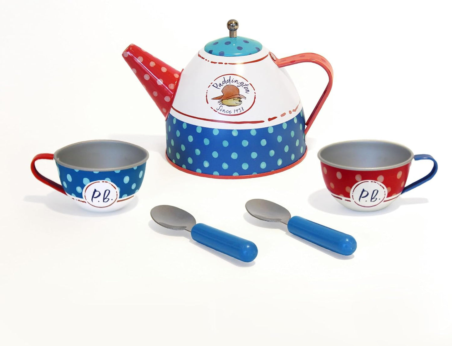 YOTTOY /  Paddington Bear Collection | 14-Piece Kids Tin Tea Set with Illustrations & Sturdy Carrying Case