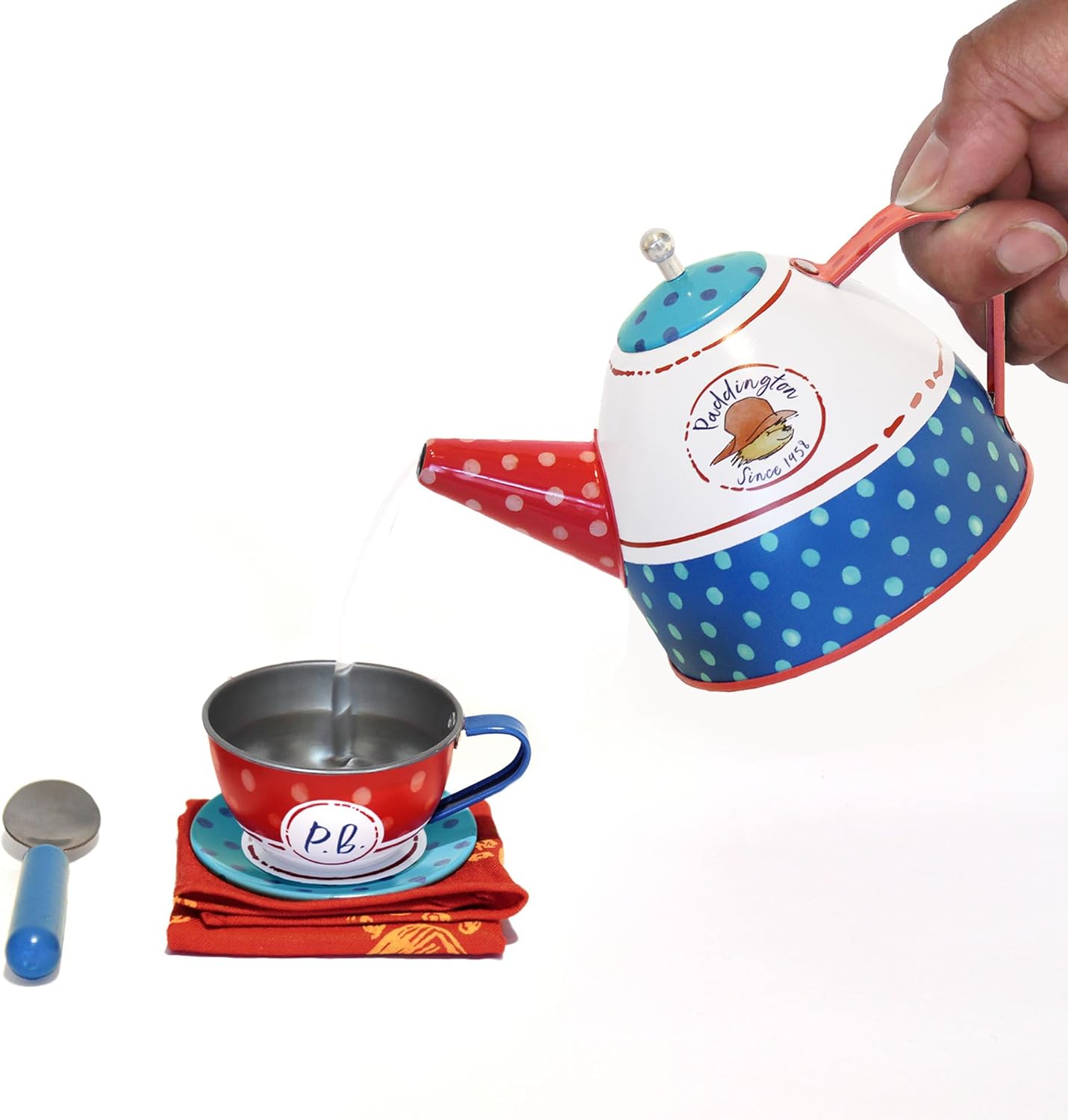 YOTTOY /  Paddington Bear Collection | 14-Piece Kids Tin Tea Set with Illustrations & Sturdy Carrying Case