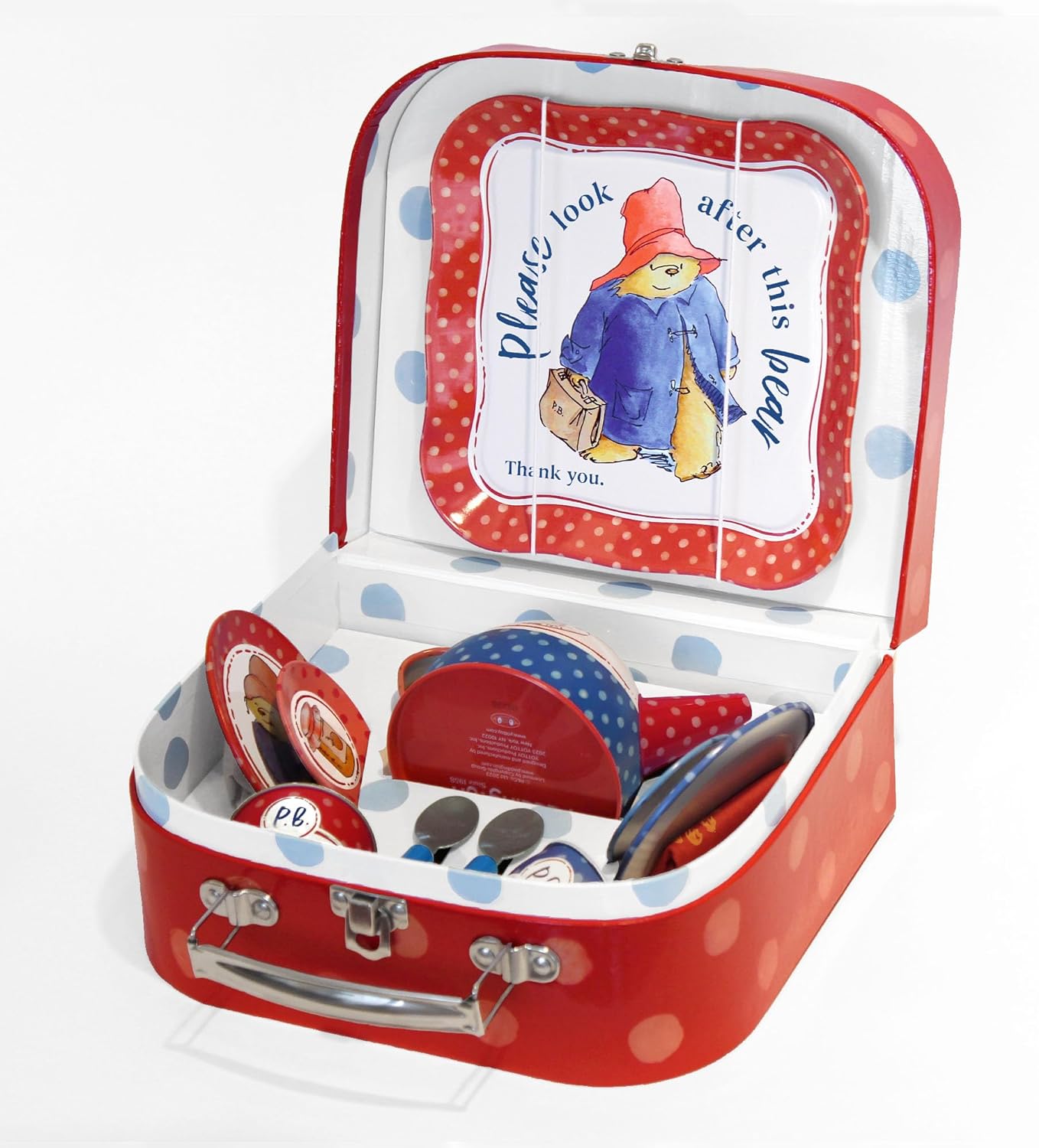 YOTTOY /  Paddington Bear Collection | 14-Piece Kids Tin Tea Set with Illustrations & Sturdy Carrying Case