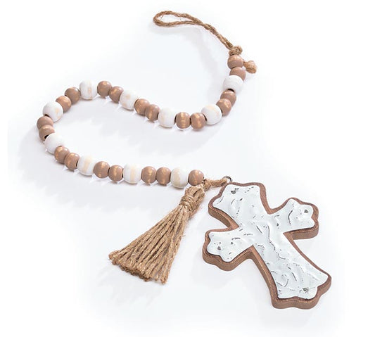 burton + Burton / EMBOSSED TIN CROSS PRAYER BEADS