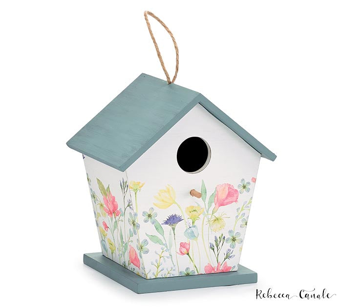 burton + Burton / FLORAL BIRDHOUSE WITH TURQUOISE ROOF